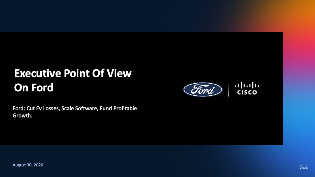 Cover of the Ford Executive Point of View deck, co-branded Ford and Cisco