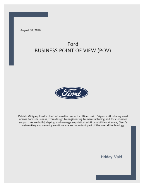 Cover page of the Ford Business Point of View research document